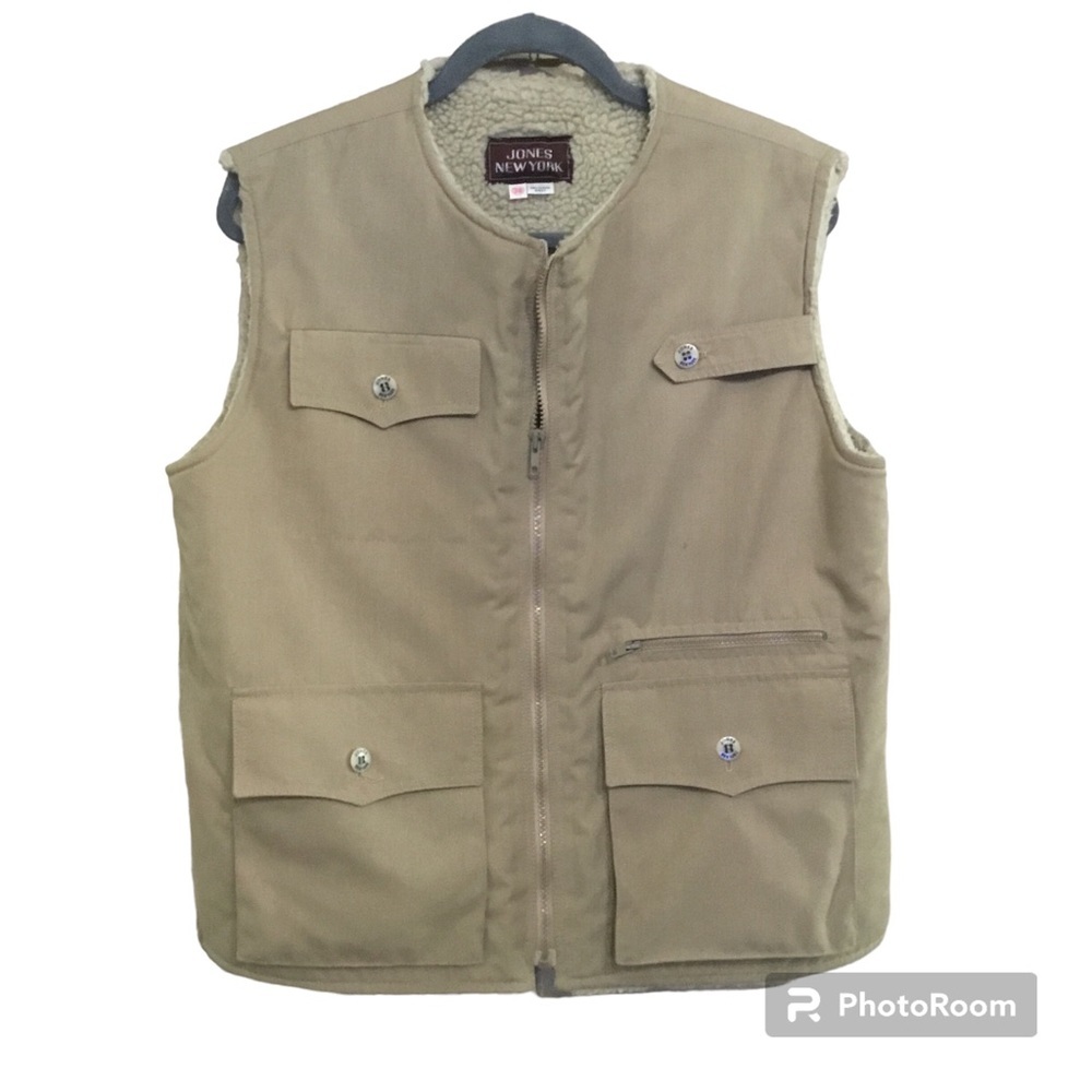 Jones New York Men’s Tan Sherpa Lined Utility Vest Size 38